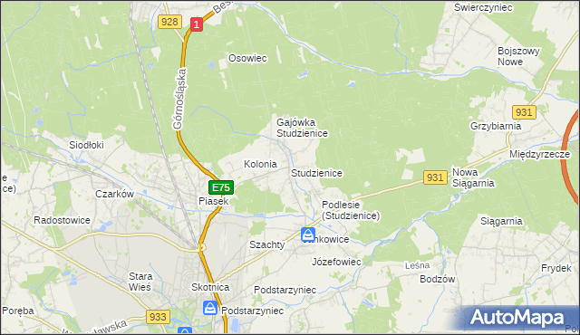 mapa Studzienice gmina Pszczyna, Studzienice gmina Pszczyna na mapie Targeo