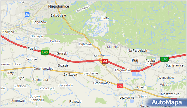 mapa Szarów gmina Kłaj, Szarów gmina Kłaj na mapie Targeo