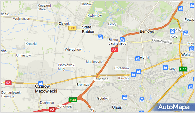 mapa Szeligi gmina Ożarów Mazowiecki, Szeligi gmina Ożarów Mazowiecki na mapie Targeo