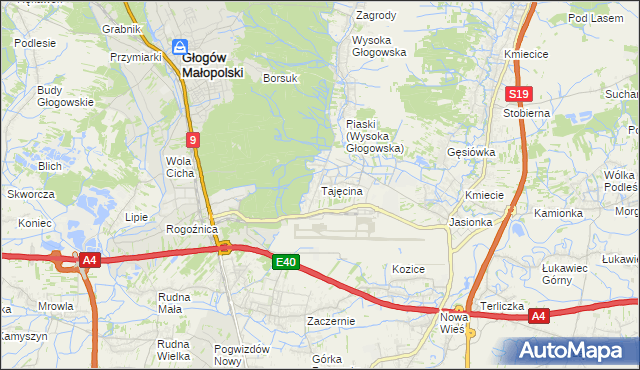 mapa Tajęcina, Tajęcina na mapie Targeo