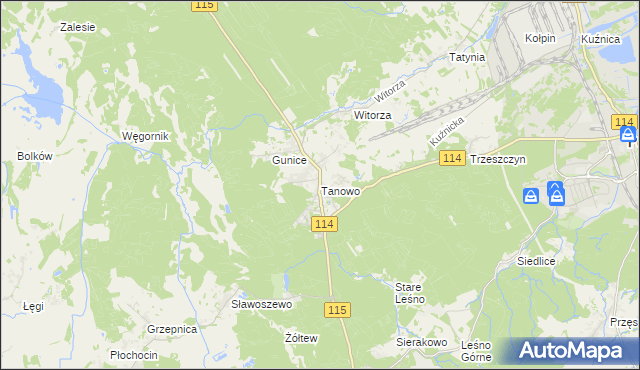 mapa Tanowo, Tanowo na mapie Targeo