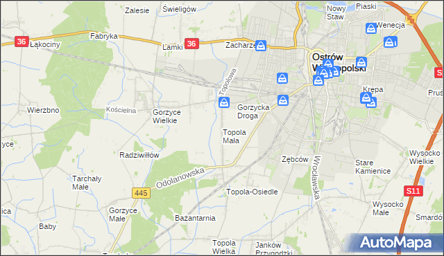 mapa Topola Mała, Topola Mała na mapie Targeo