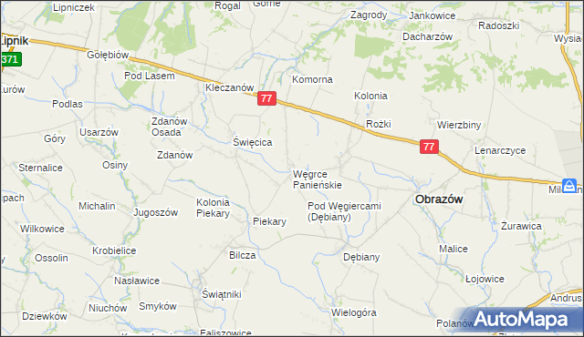 mapa Węgrce Panieńskie, Węgrce Panieńskie na mapie Targeo