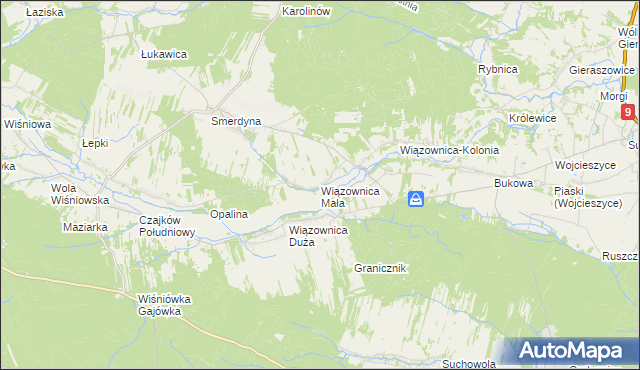 mapa Wiązownica Mała, Wiązownica Mała na mapie Targeo