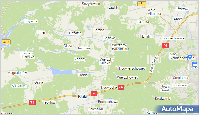 mapa Wierzchy Kluckie, Wierzchy Kluckie na mapie Targeo