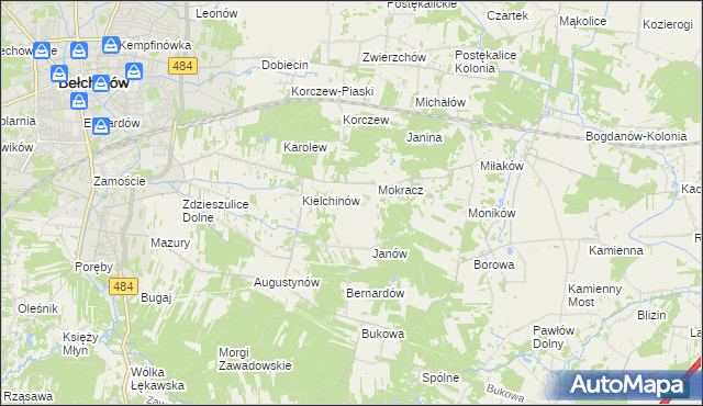 mapa Wiktorów gmina Bełchatów, Wiktorów gmina Bełchatów na mapie Targeo