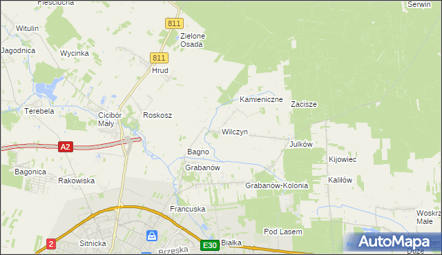 mapa Wilczyn gmina Biała Podlaska, Wilczyn gmina Biała Podlaska na mapie Targeo