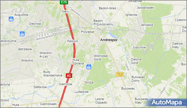 mapa Wiśniowa Góra, Wiśniowa Góra na mapie Targeo