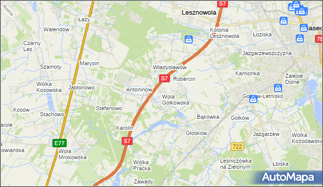 mapa Wola Gołkowska, Wola Gołkowska na mapie Targeo