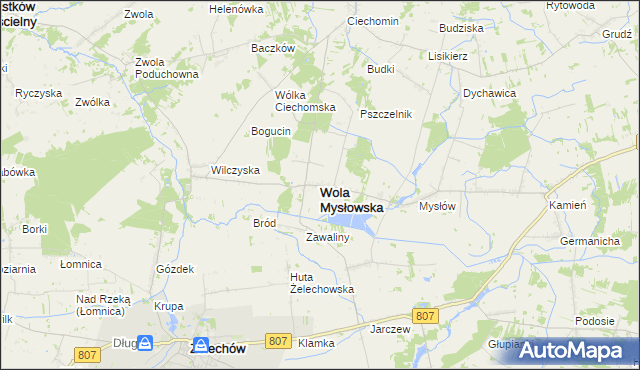 mapa Wola Mysłowska, Wola Mysłowska na mapie Targeo