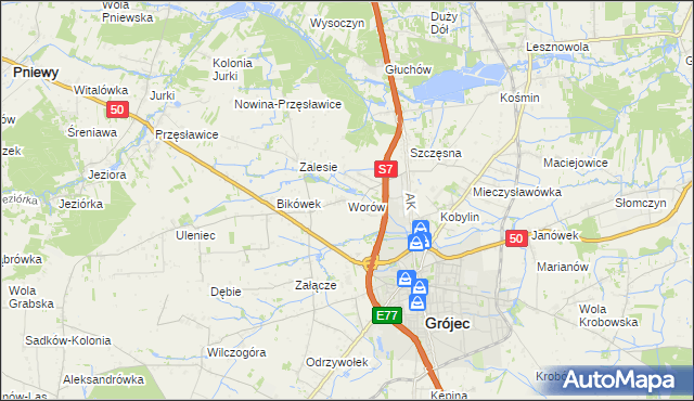 mapa Worów, Worów na mapie Targeo