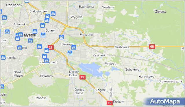 mapa Zaścianki gmina Supraśl, Zaścianki gmina Supraśl na mapie Targeo