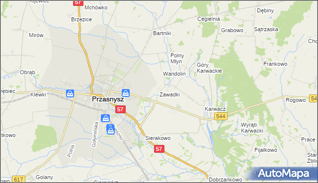 mapa Zawadki gmina Przasnysz, Zawadki gmina Przasnysz na mapie Targeo