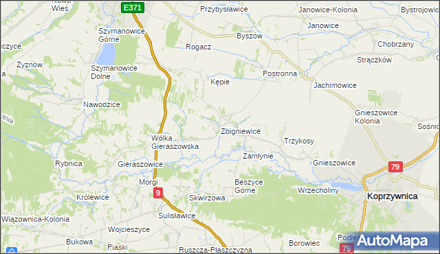 mapa Zbigniewice, Zbigniewice na mapie Targeo