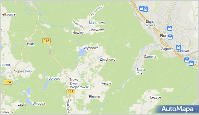 mapa Zbychowo, Zbychowo na mapie Targeo