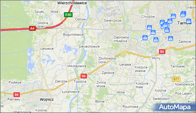 mapa Zbylitowska Góra, Zbylitowska Góra na mapie Targeo