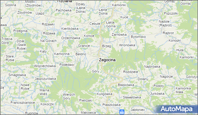 mapa Żegocina, Żegocina na mapie Targeo