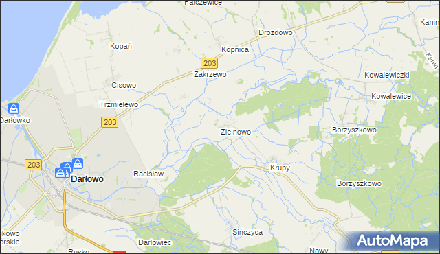 mapa Zielnowo gmina Darłowo, Zielnowo gmina Darłowo na mapie Targeo