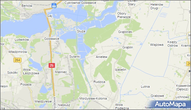mapa Anielew gmina Kramsk, Anielew gmina Kramsk na mapie Targeo