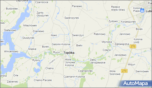 mapa Bielki, Bielki na mapie Targeo
