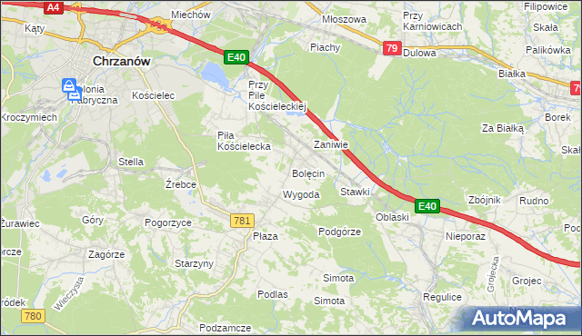 mapa Bolęcin gmina Trzebinia, Bolęcin gmina Trzebinia na mapie Targeo