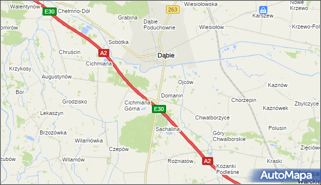 mapa Domanin gmina Dąbie, Domanin gmina Dąbie na mapie Targeo