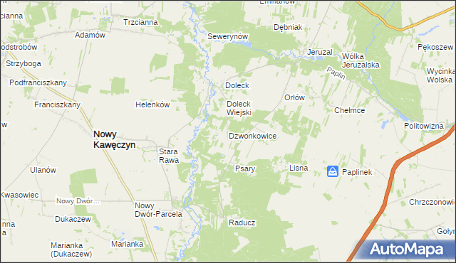 mapa Dzwonkowice, Dzwonkowice na mapie Targeo