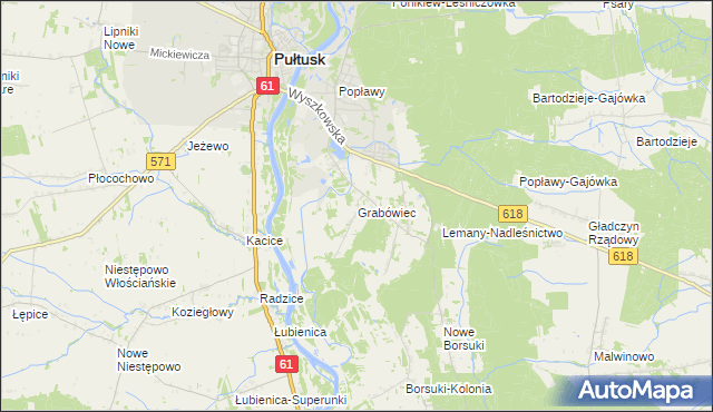 mapa Grabówiec gmina Pułtusk, Grabówiec gmina Pułtusk na mapie Targeo