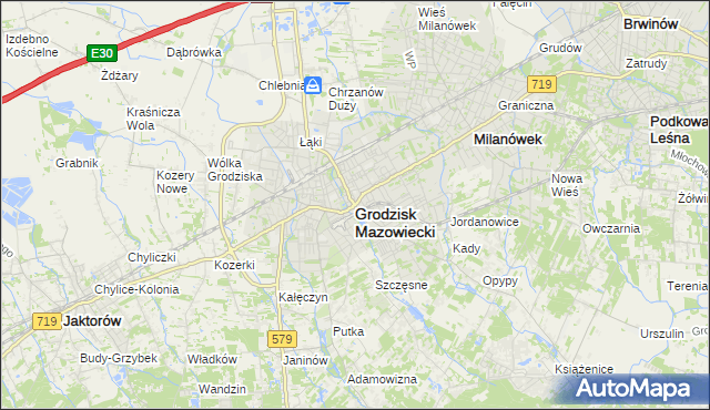 mapa Grodzisk Mazowiecki, Grodzisk Mazowiecki na mapie Targeo