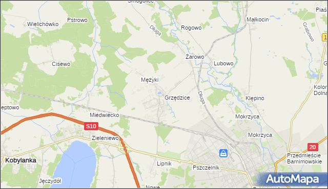 mapa Grzędzice, Grzędzice na mapie Targeo