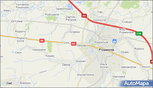 mapa Gwizdaj, Gwizdaj na mapie Targeo