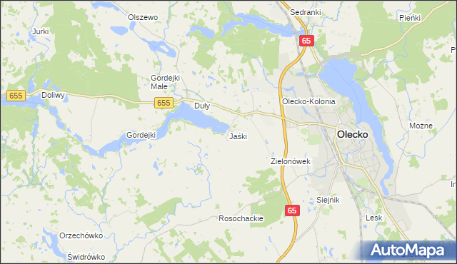 mapa Jaśki gmina Olecko, Jaśki gmina Olecko na mapie Targeo