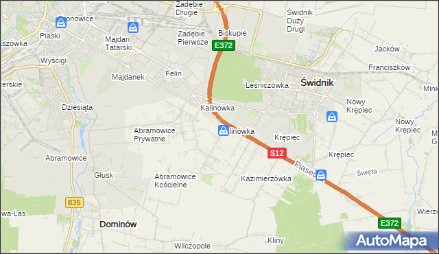 mapa Kalinówka gmina Głusk, Kalinówka gmina Głusk na mapie Targeo