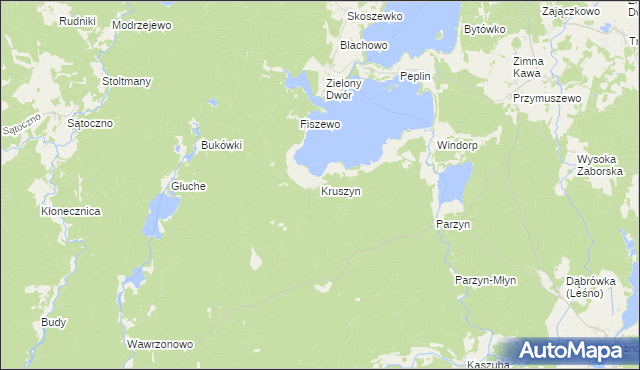 mapa Kruszyn gmina Brusy, Kruszyn gmina Brusy na mapie Targeo