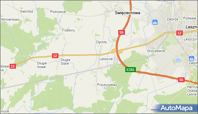 mapa Lasocice gmina Święciechowa, Lasocice gmina Święciechowa na mapie Targeo