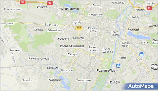 mapa Łazarz gmina Poznań, Łazarz gmina Poznań na mapie Targeo