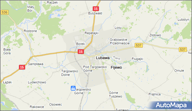 mapa Lubawa, Lubawa na mapie Targeo