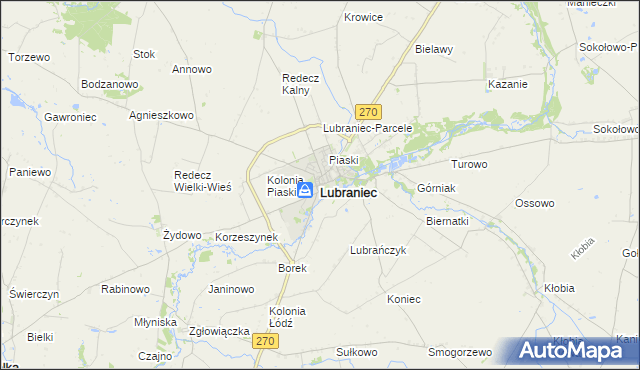 mapa Lubraniec, Lubraniec na mapie Targeo