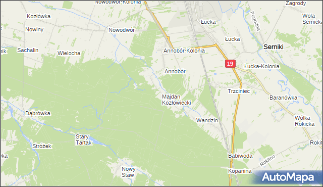 mapa Majdan Kozłowiecki, Majdan Kozłowiecki na mapie Targeo