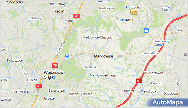 mapa Marklowice, Marklowice na mapie Targeo