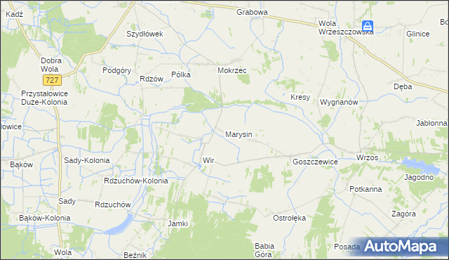 mapa Marysin gmina Potworów, Marysin gmina Potworów na mapie Targeo