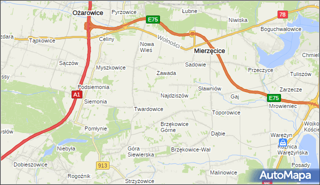 mapa Najdziszów, Najdziszów na mapie Targeo