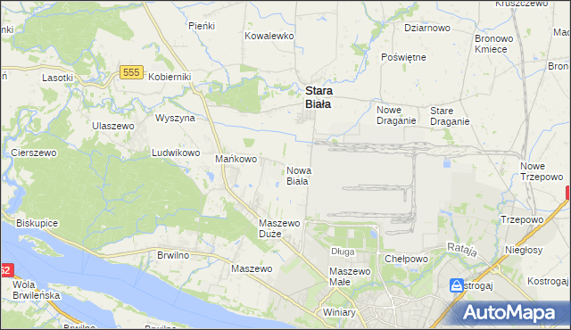 mapa Nowa Biała gmina Stara Biała, Nowa Biała gmina Stara Biała na mapie Targeo