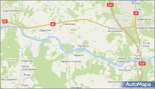 mapa Ogrodniki gmina Siemiatycze, Ogrodniki gmina Siemiatycze na mapie Targeo