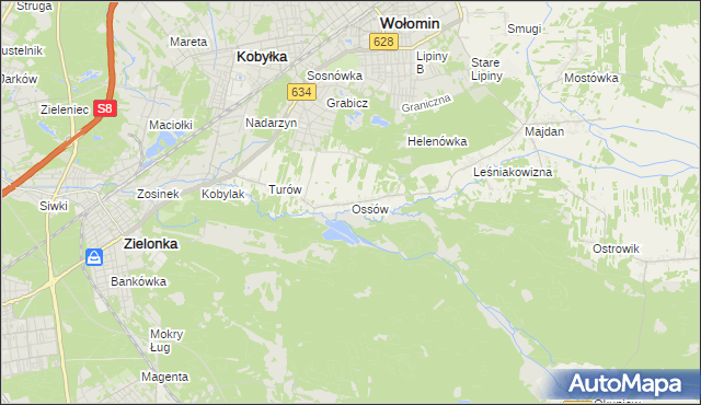 mapa Ossów, Ossów na mapie Targeo