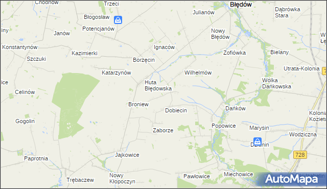 mapa Pelinów gmina Błędów, Pelinów gmina Błędów na mapie Targeo