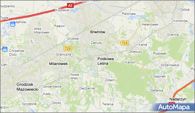mapa Podkowa Leśna, Podkowa Leśna na mapie Targeo