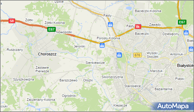 mapa Porosły, Porosły na mapie Targeo