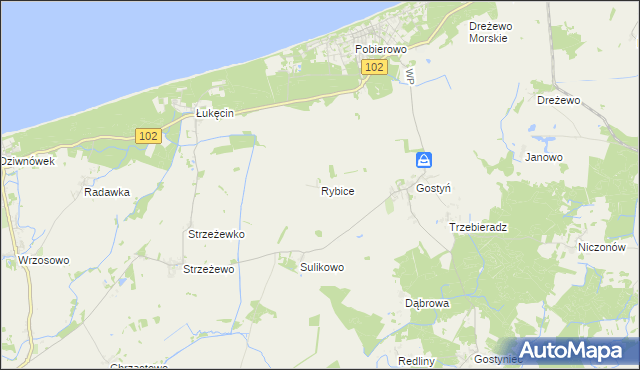 mapa Rybice, Rybice na mapie Targeo