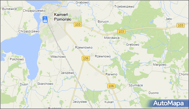 mapa Rzewnowo, Rzewnowo na mapie Targeo